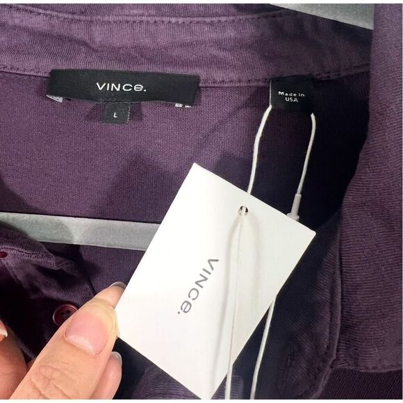 Vince NWT Men's Purple Long Sleeve Cotton Polo Shirt Size Large - Picture 10 of 10